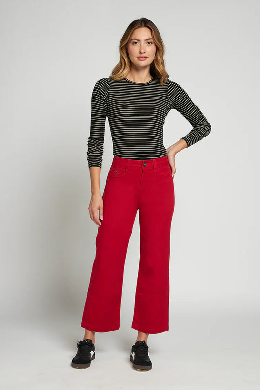 Jeans Mujer Tiro Alto Recto 5060 Rojo