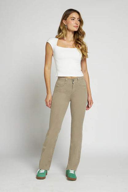 Jeans Mujer Tiro Alto Recto 5064 Kaki