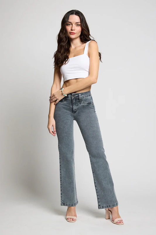 Jeans Mujer Tiro Alto Recto 5290 Gris