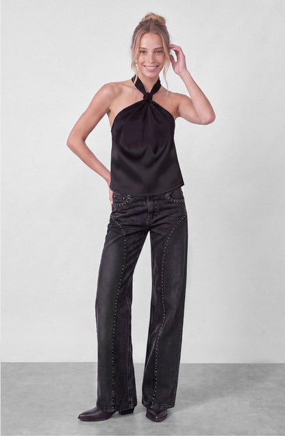 Pantalón Mujer Corte Tachas Wide Grey