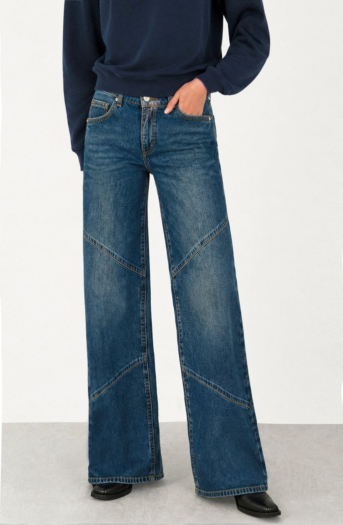 Pantalón Mujer Costuras Dark Blue