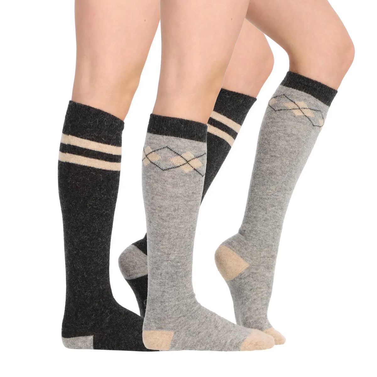 Pack Medias Mujer Largas Angora Gris & Negro