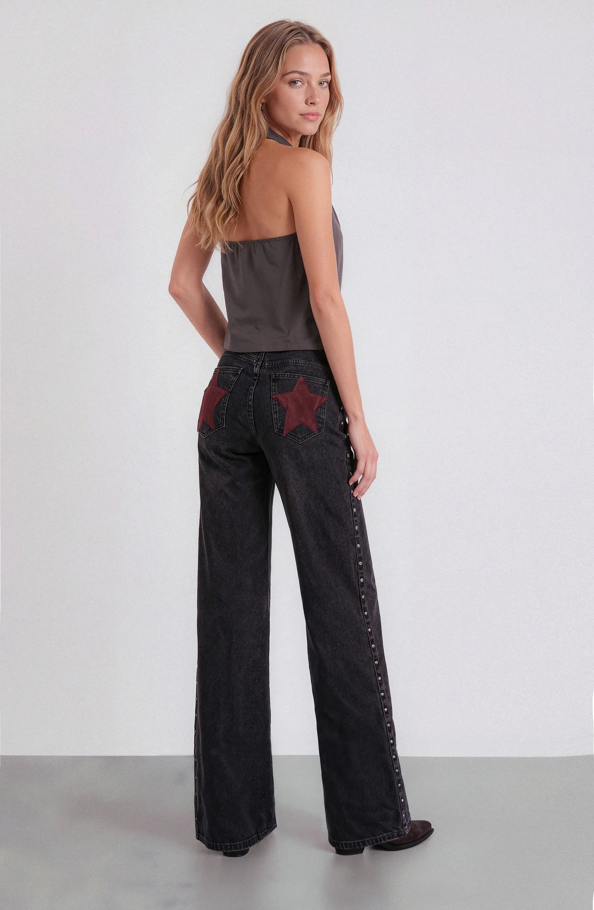 Pantalón Mujer Straight Estrella Black