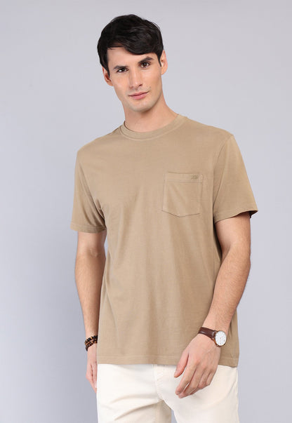 Polera Hombre Cuello Redondo Stone Wash Camel