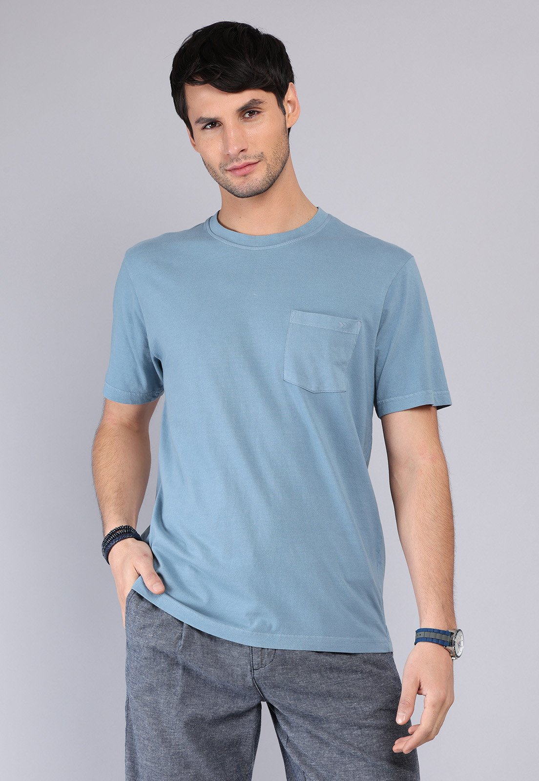 Polera Hombre Cuello Redondo Stone Wash Denim