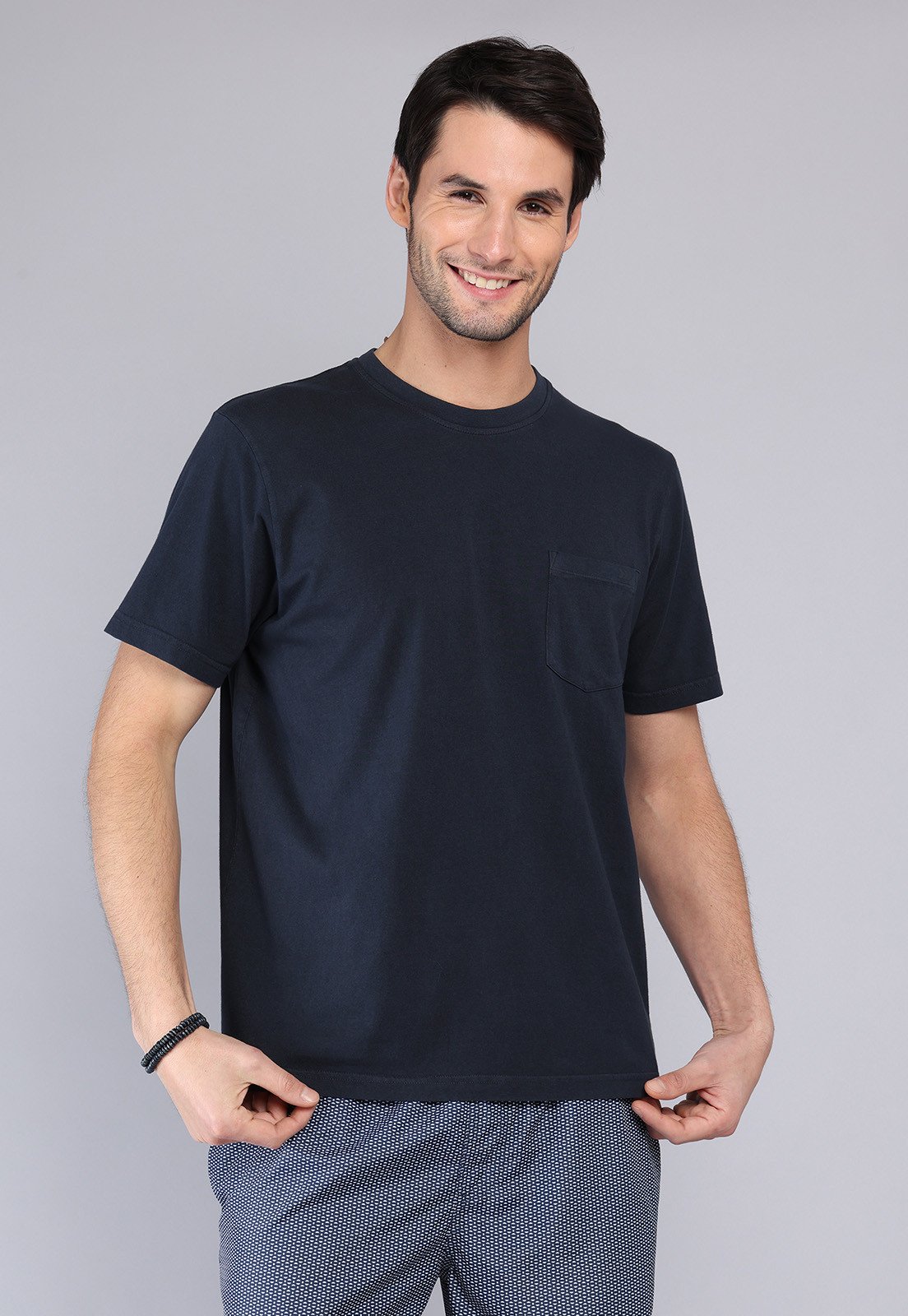 Polera Hombre Cuello Redondo Stone Wash Navi