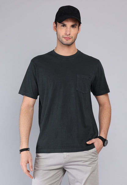 Polera Hombre Cuello Redondo Stone Wash Negra