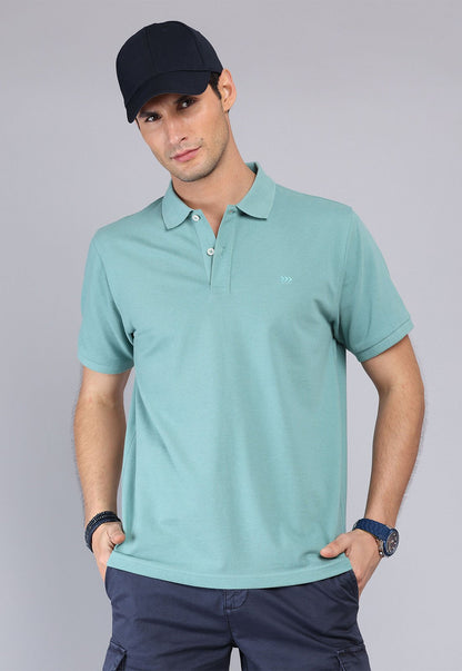 Polera Hombre Pique Manga Corta Aqua