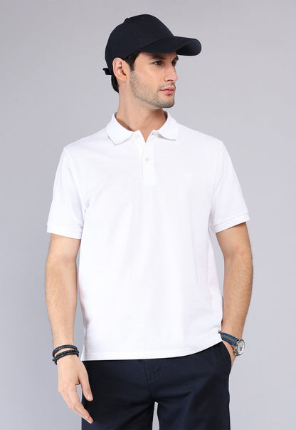 Polera Hombre Pique Manga Corta Blanca
