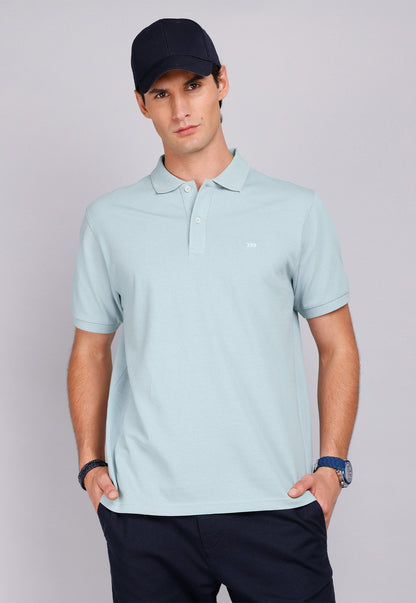 Polera Hombre Pique Manga Corta Celeste