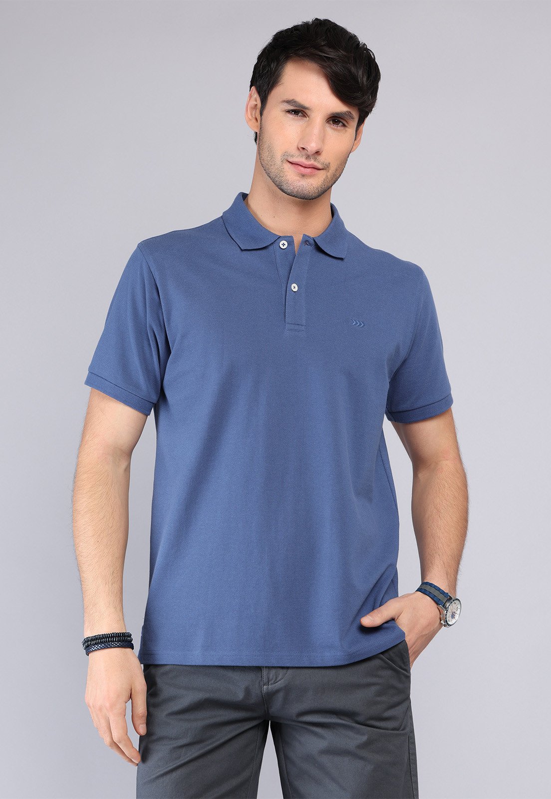 Polera Hombre Pique Manga Corta Denim