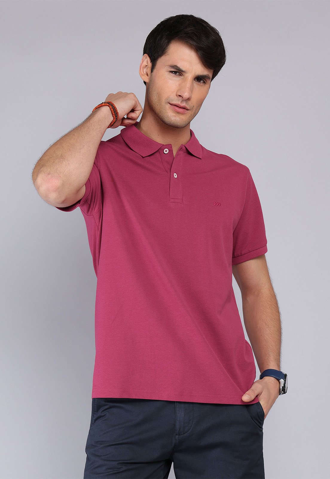 Polera Hombre Pique Manga Corta Guinda