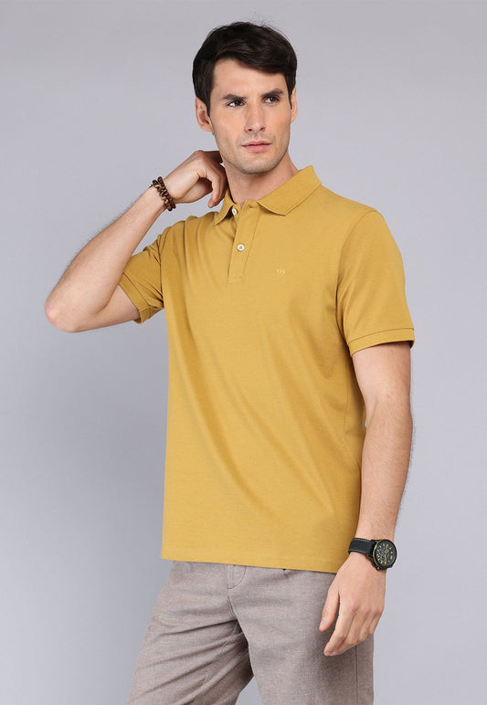Polera Hombre Pique Manga Corta Mostaza