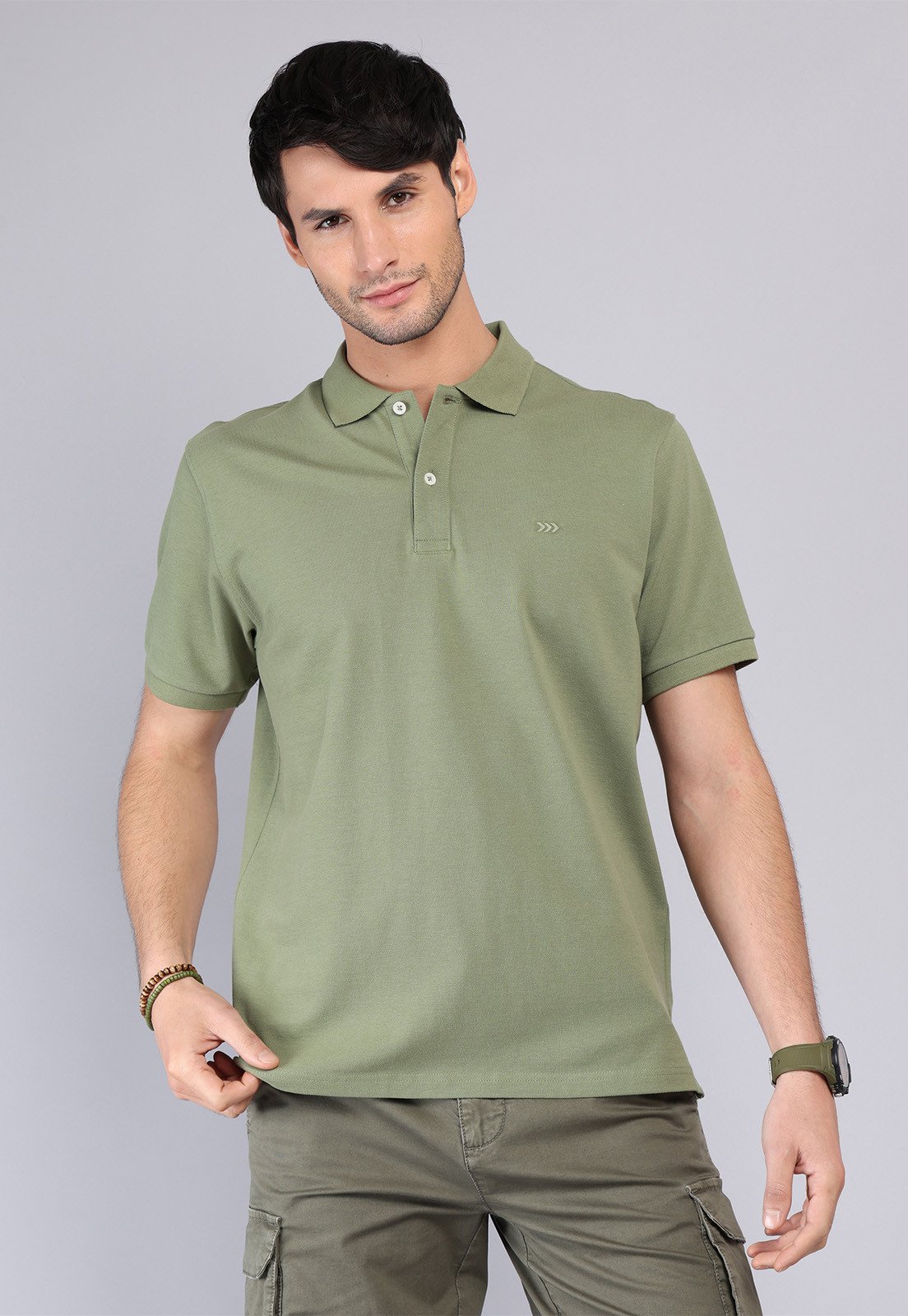 Polera Hombre Pique Manga Corta Verde