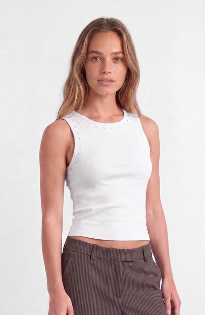 Polera Mujer Tank Tachas White