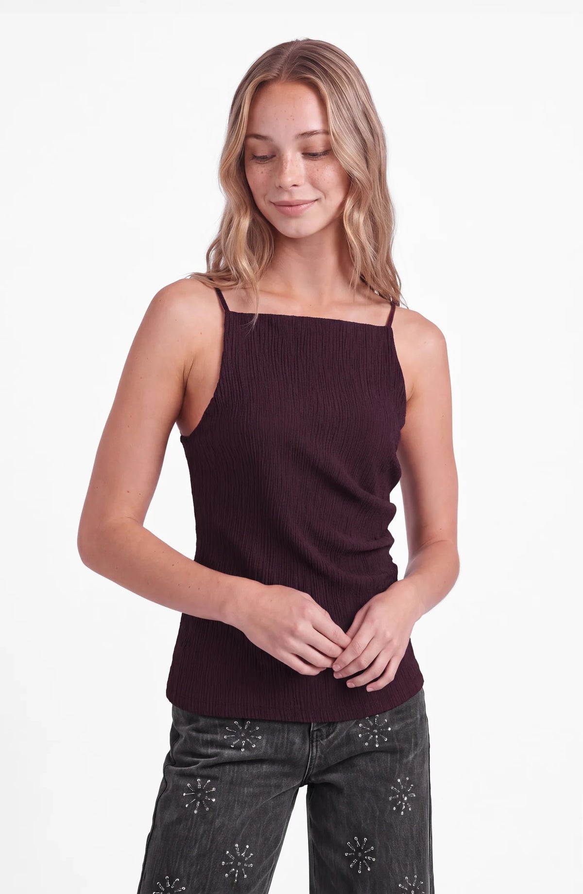 Top Mujer Drapeado Sin Espalda Burgundy
