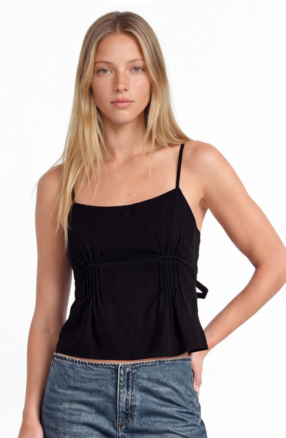 Top Mujer Escote Plisado Black