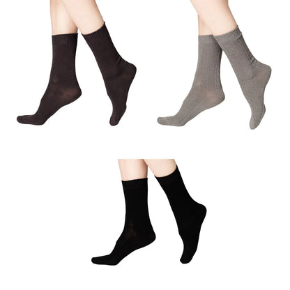 Tripack Calcetín Mujer Corto Bambú Negro, Gris & Gris Oscuro