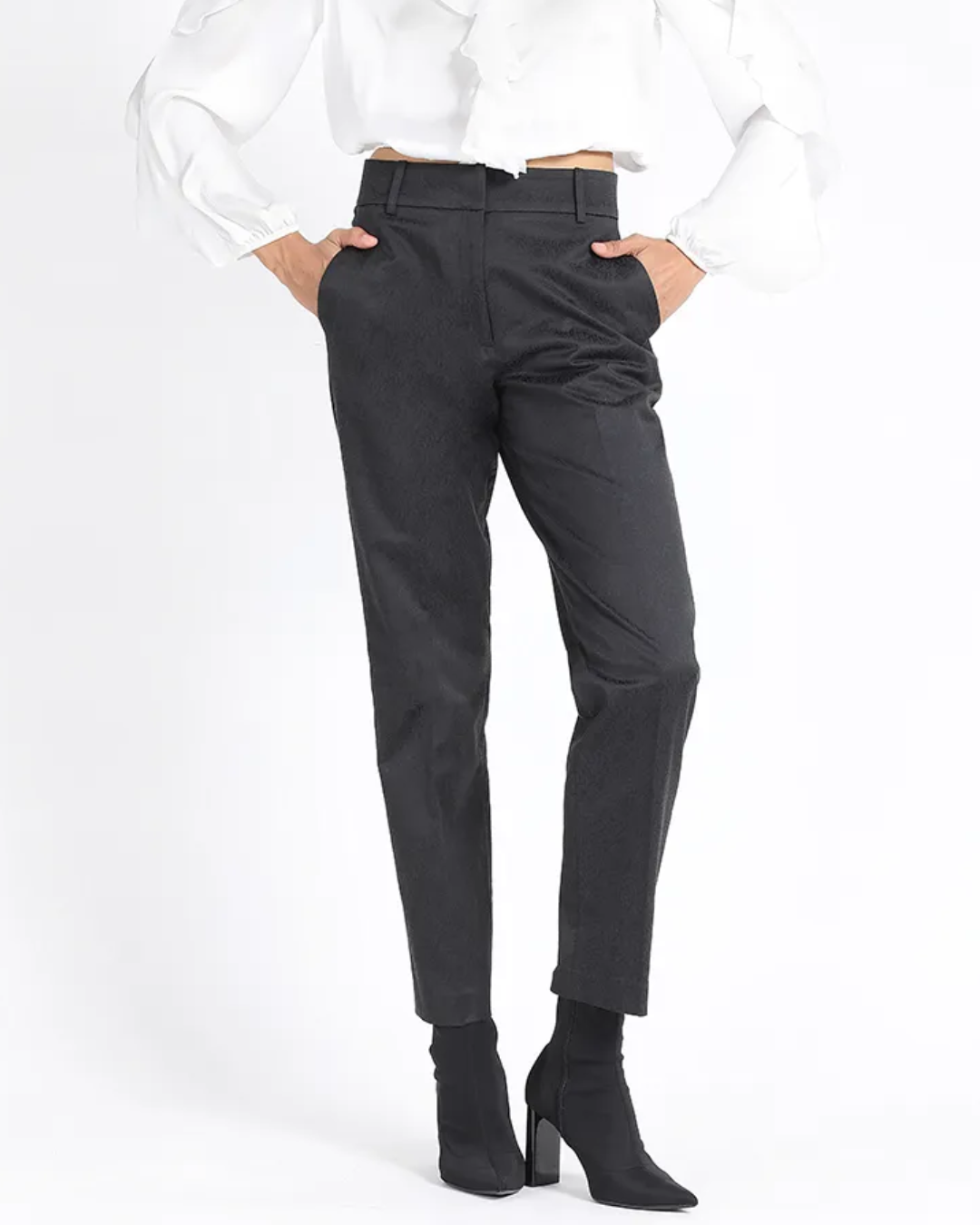 Pantalon sastre jacquard negro Liola