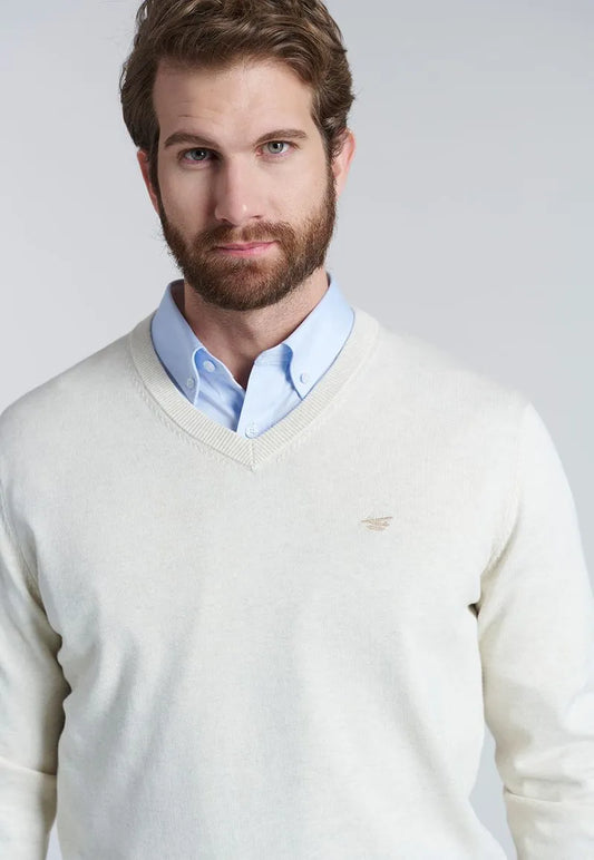 sweater-hombre-v-neck-melange-f-oyster