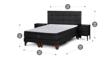 Combo Cama Tempo 2 Plazas + Muebles Issey