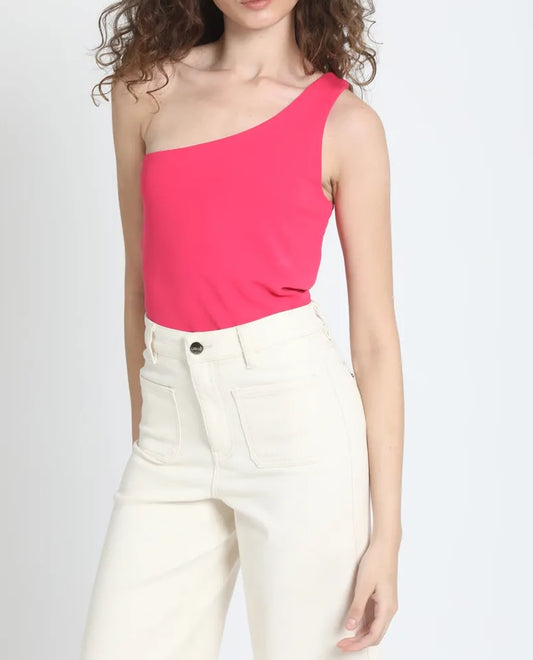 Blusa Mujer Top Un Hombro Fucsia