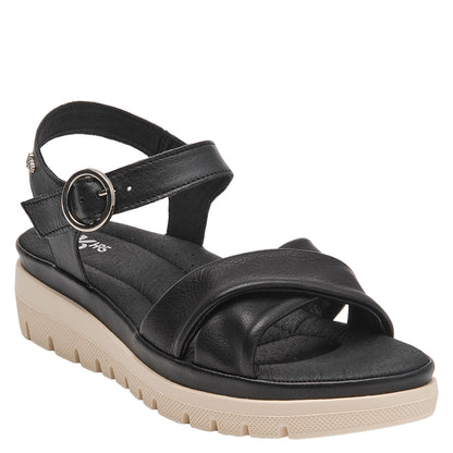 Sandalia Mujer Con Hebilla Circular Negro