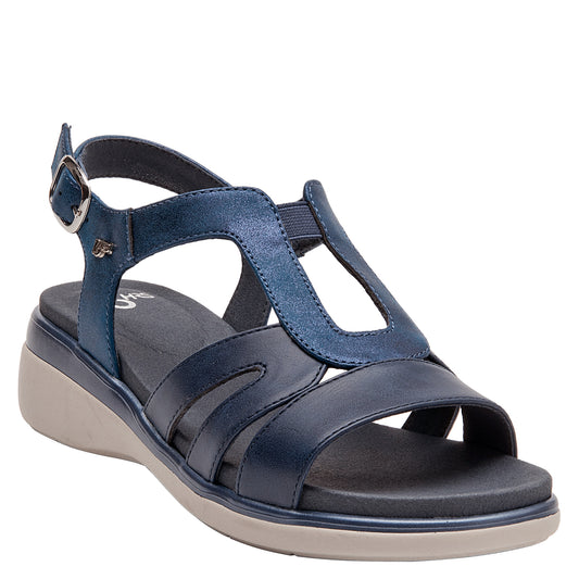 Sandalia Mujer Con Hebilla Lateral Azul