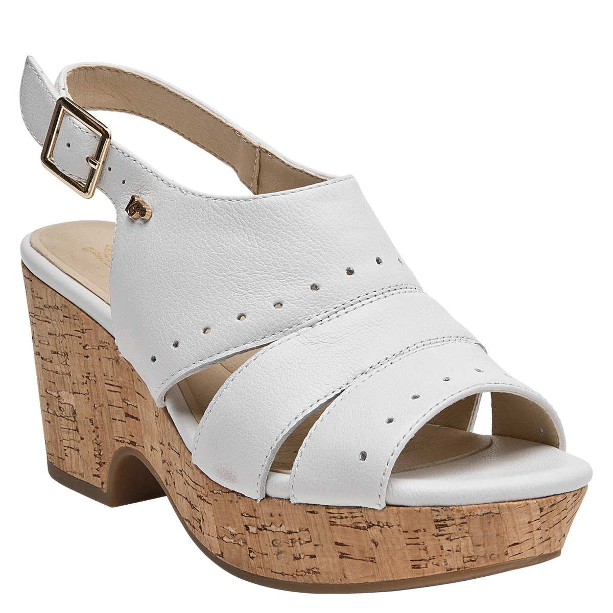 Sandalia Mujer Cuero Con Plataforma Blanco