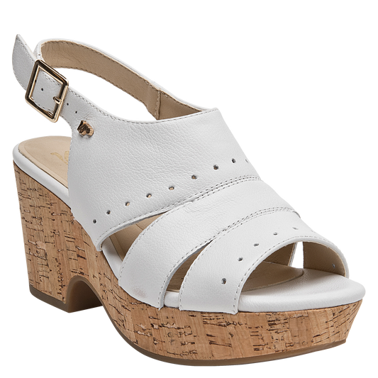 Sandalia Mujer Cuero Con Plataforma Blanco