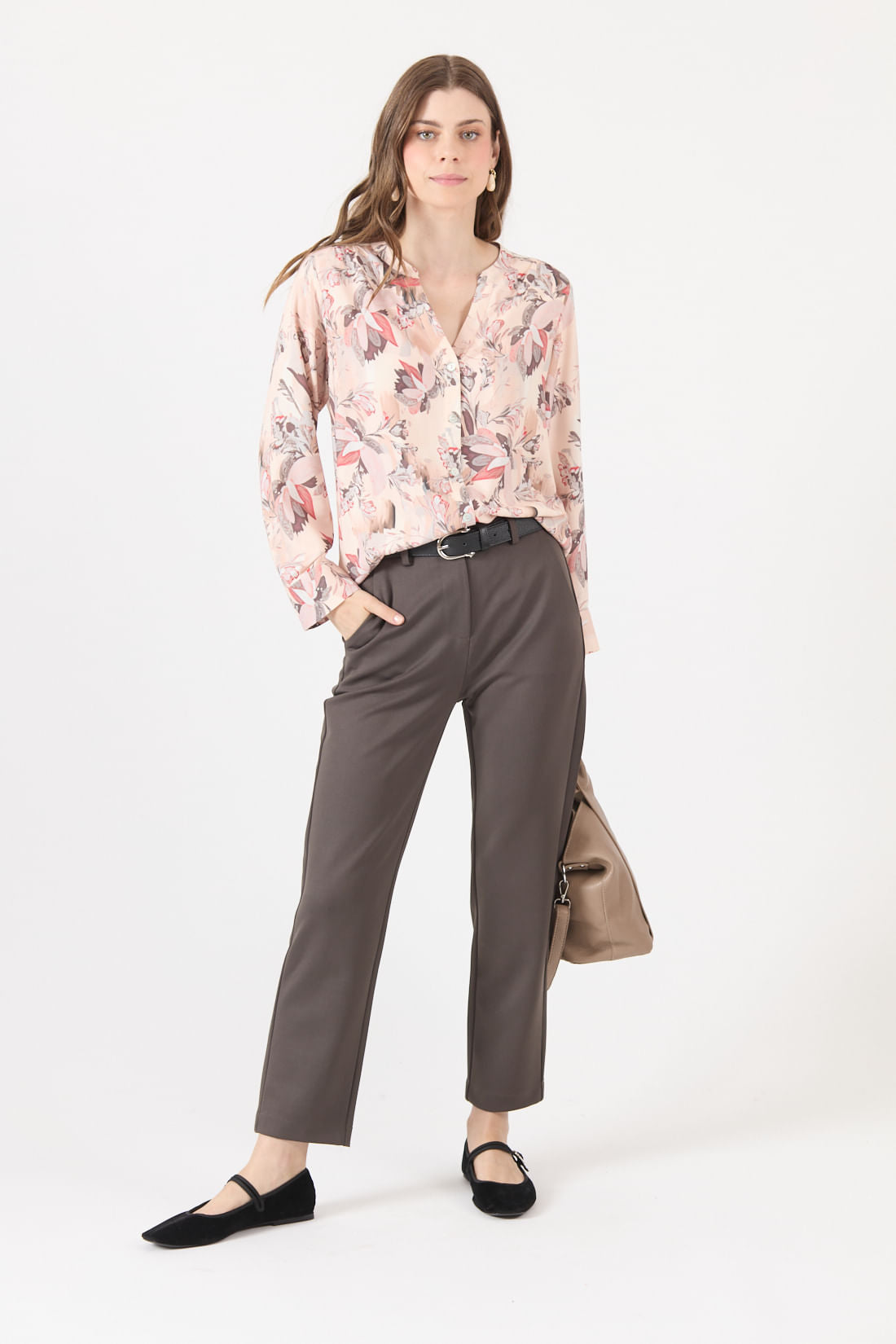 Pantalon Mujer Jaspeado Café