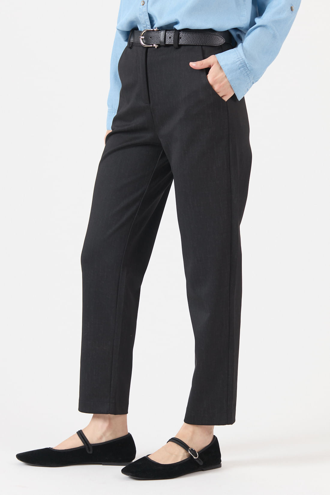 Pantalon Mujer Jaspeado Negro