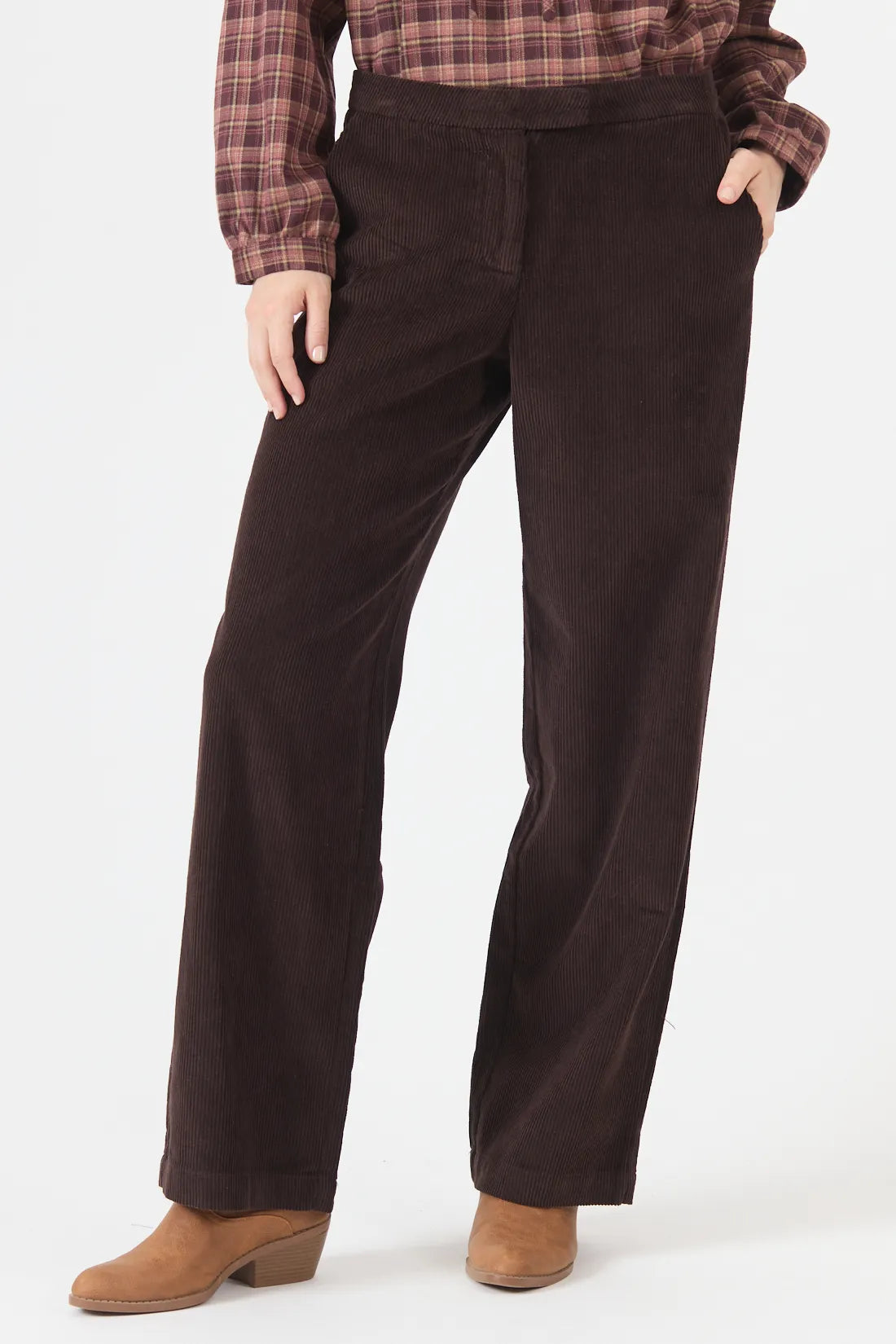 Pantalon Mujer De Cotele Café