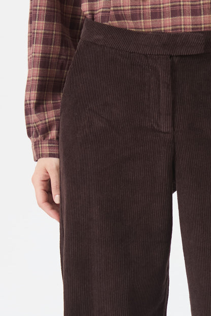 Pantalon Mujer De Cotele Café