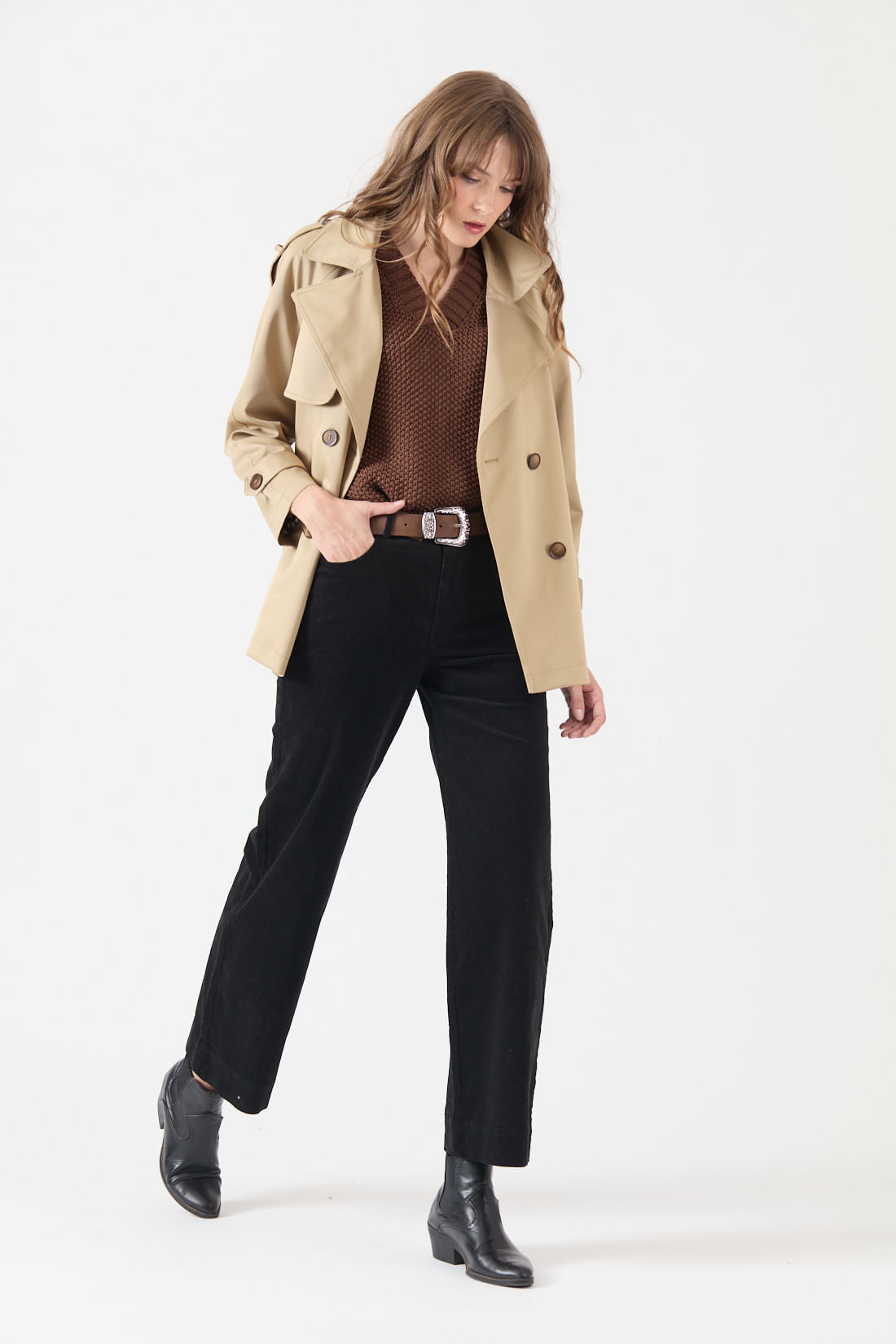 Pantalon Mujer De Cotele Negro