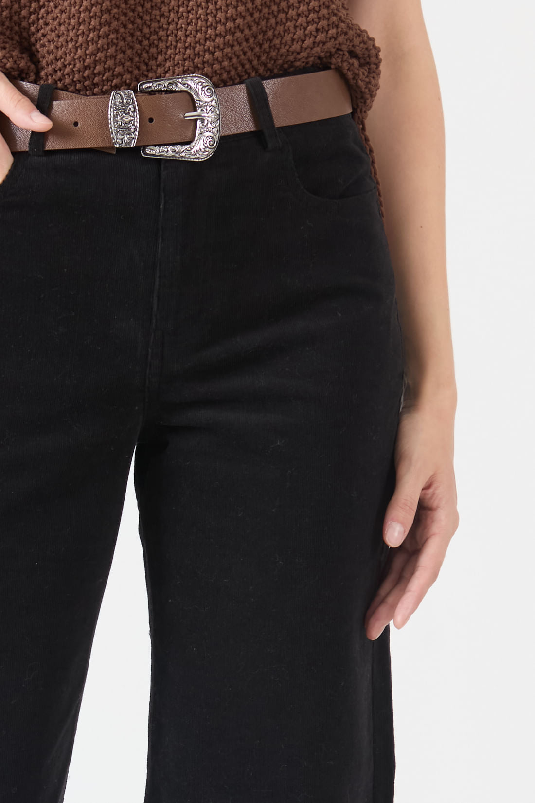 Pantalon Mujer De Cotele Negro