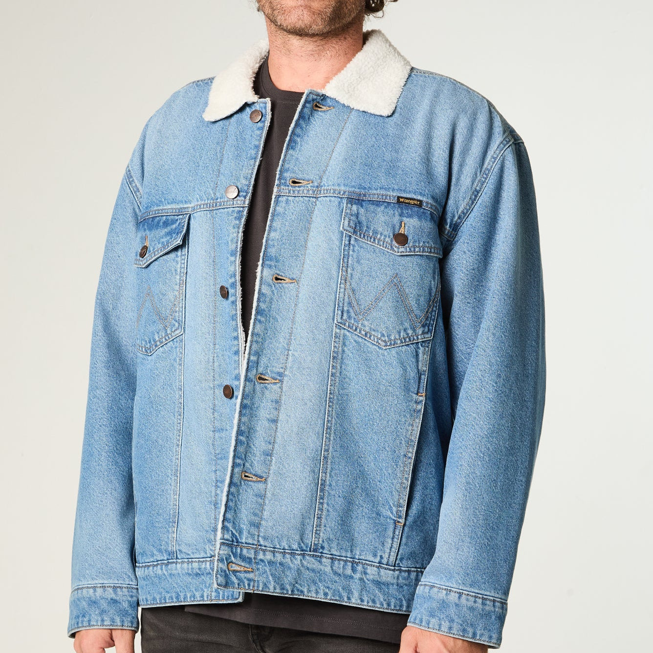 Casaca Hombre Sherpa Abotonada Azul
