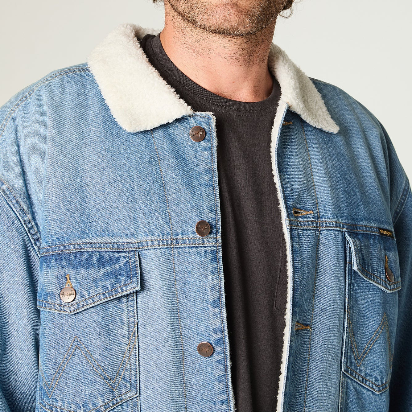 Casaca Hombre Sherpa Abotonada Azul