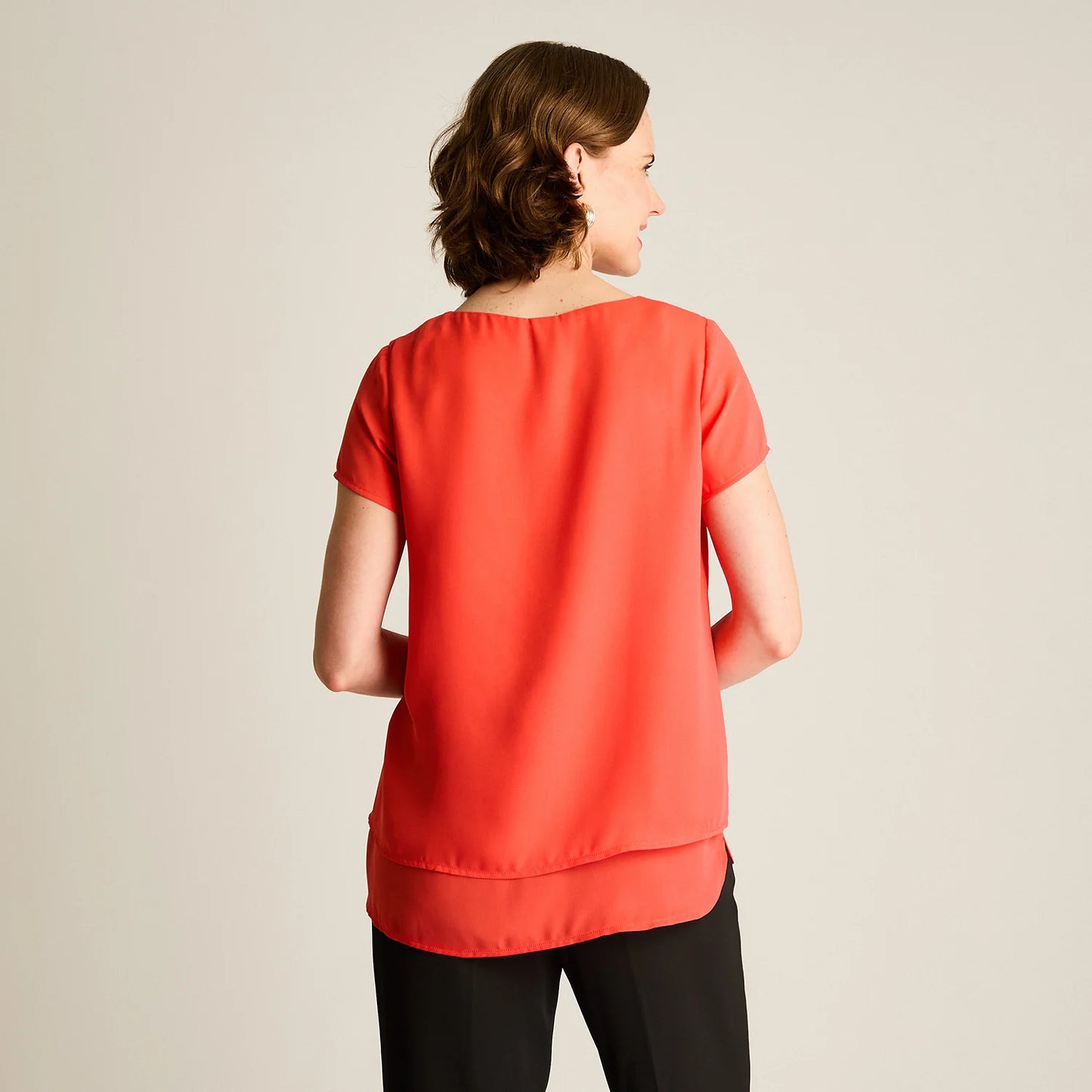 Blusa Mujer Cuello Gota Manga Corta Coral