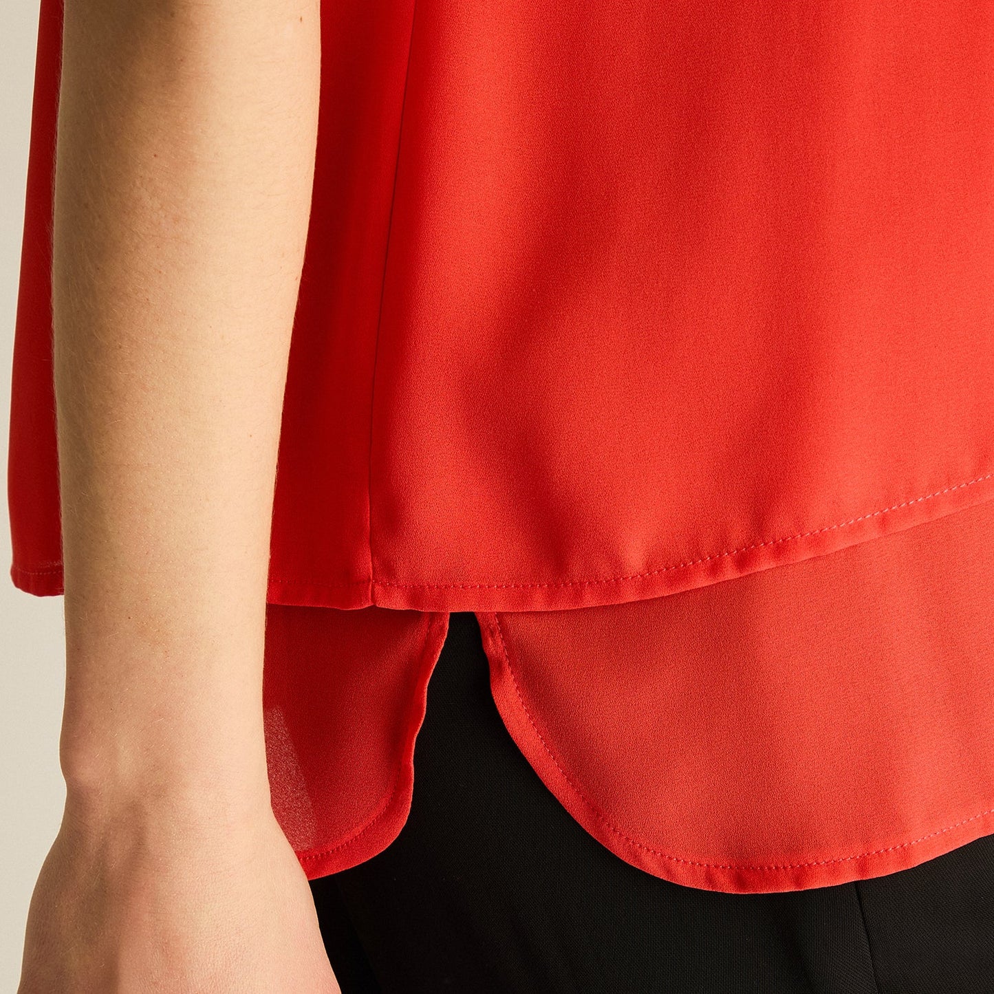 Blusa Mujer Cuello Gota Manga Corta Coral