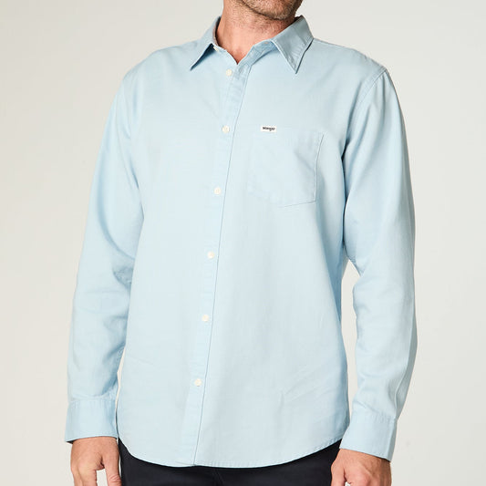 Camisa Hombre Manga Larga Tela Celeste