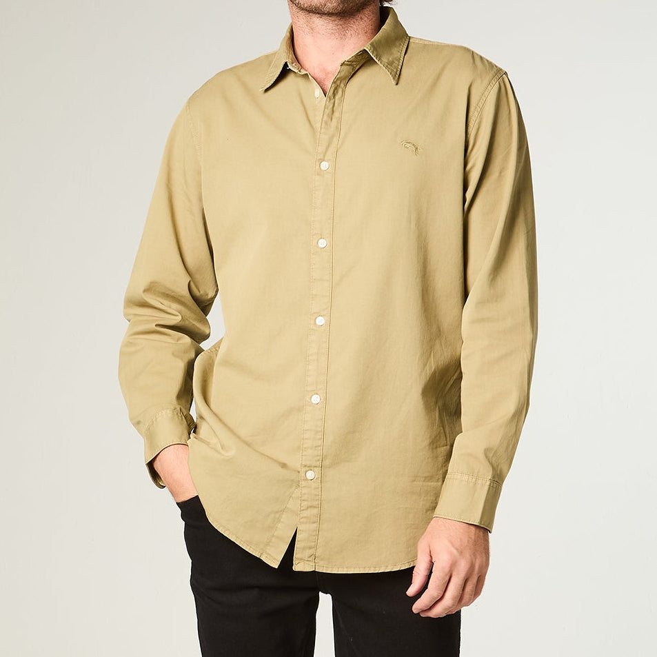 Camisa Hombre Regular Manga Larga Verde