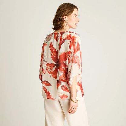 Túnica Mujer Floral con Forro Naranjo