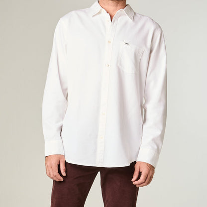 Camisa Hombre Manga Larga Tela Blanco