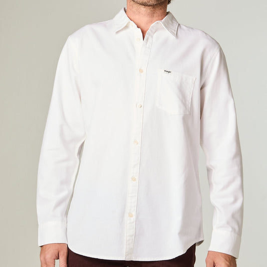 Camisa Hombre Manga Larga Tela Blanco