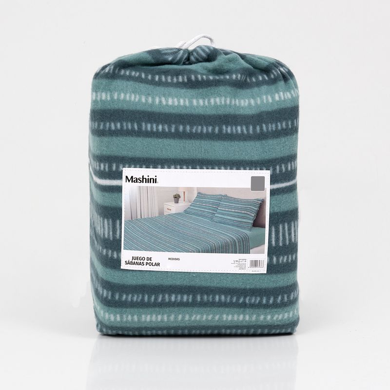 Juego de Sabana Polar Estampada Turquesa