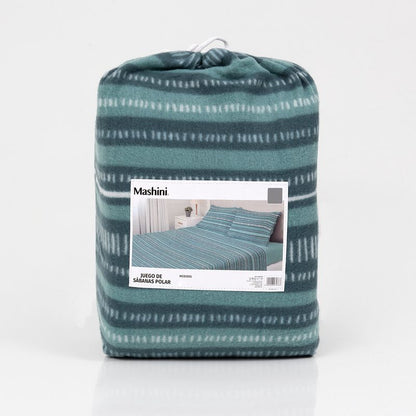 Juego de Sabana Polar Estampada Turquesa