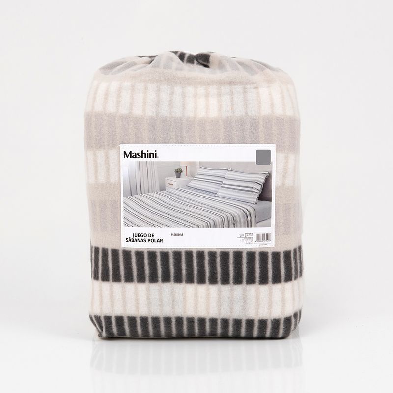 Juego Sabana Polar Estampada Gris