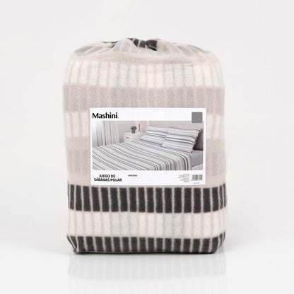 Juego Sabana Polar Estampada Gris