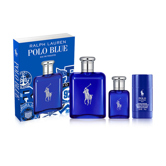 Perfume Hombre Polo Blue Eau de EDT 3  125 ml+ 40ml+75 gr Piece Gift Set